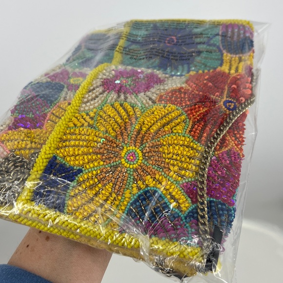 Anthropologie The Fiona Beaded Bag Floral Icon Edition Multicolor Crossbody EUC - Picture 16 of 17